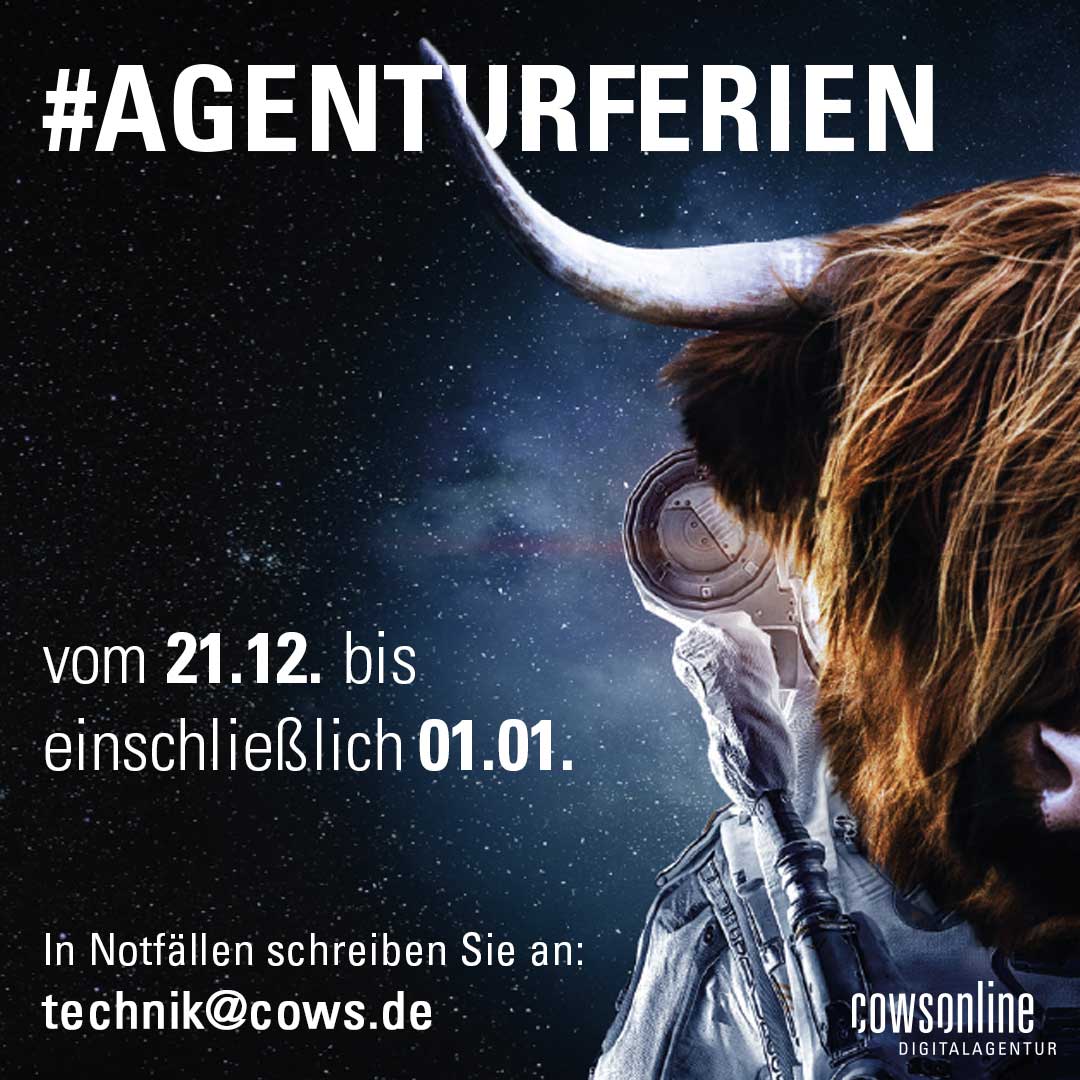Agenturferien 21.12. bis 02.01.
