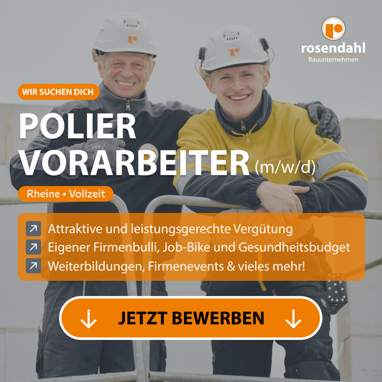 Zwei Mitarbeiter von Rosendahl Bau mit Informationen zu Mitarbeitervorteilen